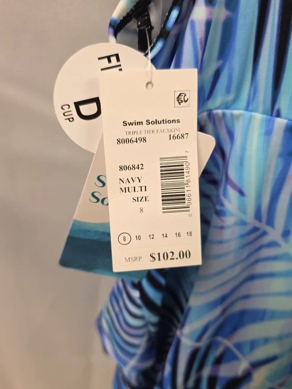 Ladies Swim Solutions Blue One Piece Size 8 ORG $102 NWT (RackD4) - Picture 3 of 5